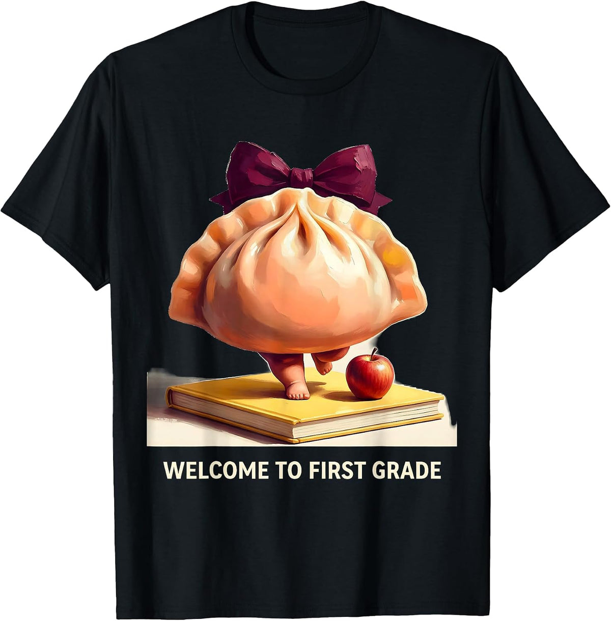Men's Welcome to First Grade Cute Dumpling Girl Teacher Back T-Shirt - Black