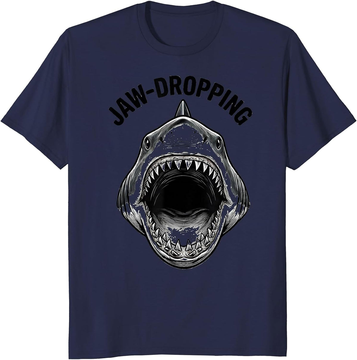 Men's Jaw-Dropping Funny Shark Jaw Halloween Costume T-Shirt - Navy Blue