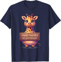 Unbothered At Any Height Giraffe Design T-Shirt - Navy Blue