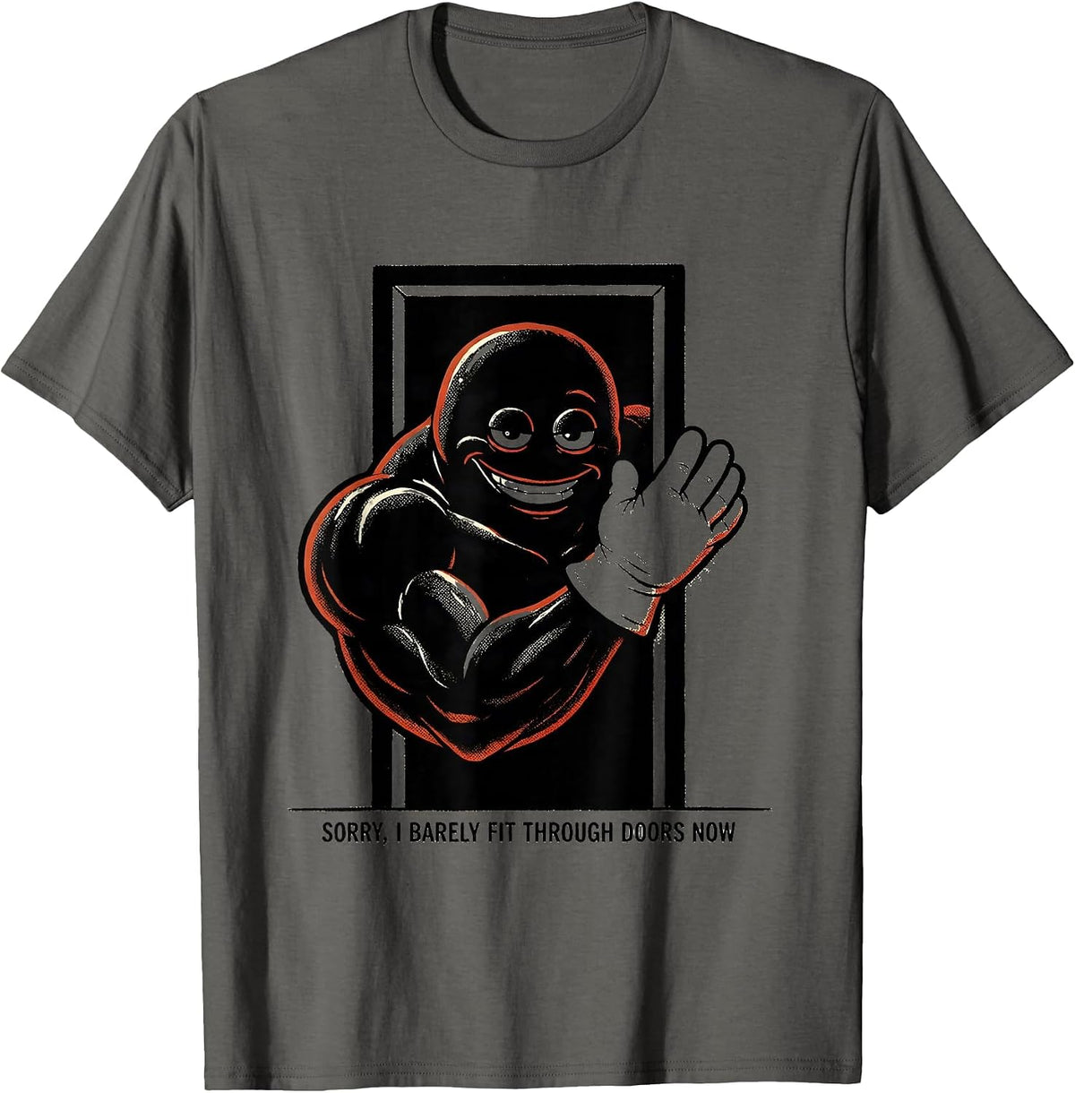 Men's Sorry, I Barely Fit Through Doors Now Funny Gym Workout T-Shirt - Asphalt Grey