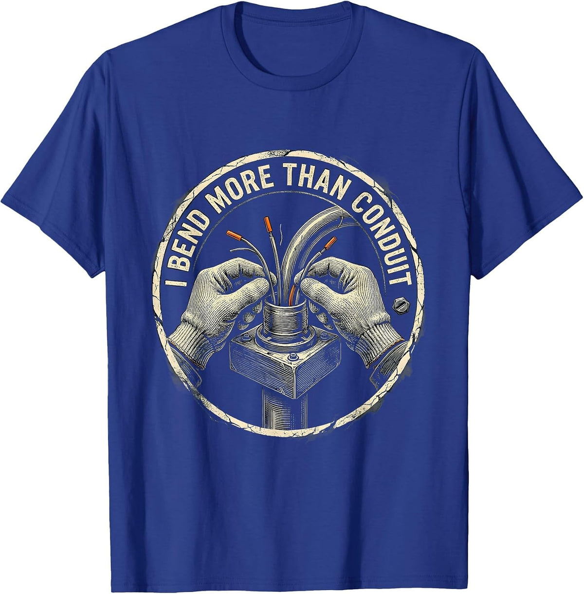 I Bend More Than Conduit Funny Electrician Lineman Skeleton T-Shirt - Royal Blue