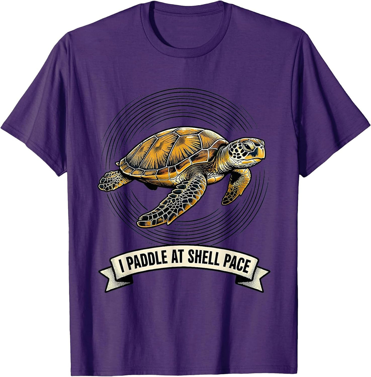 I Paddle At Shell Pace Retro Cartoon Sea Turtle Ocean Animal T-Shirt - Purple
