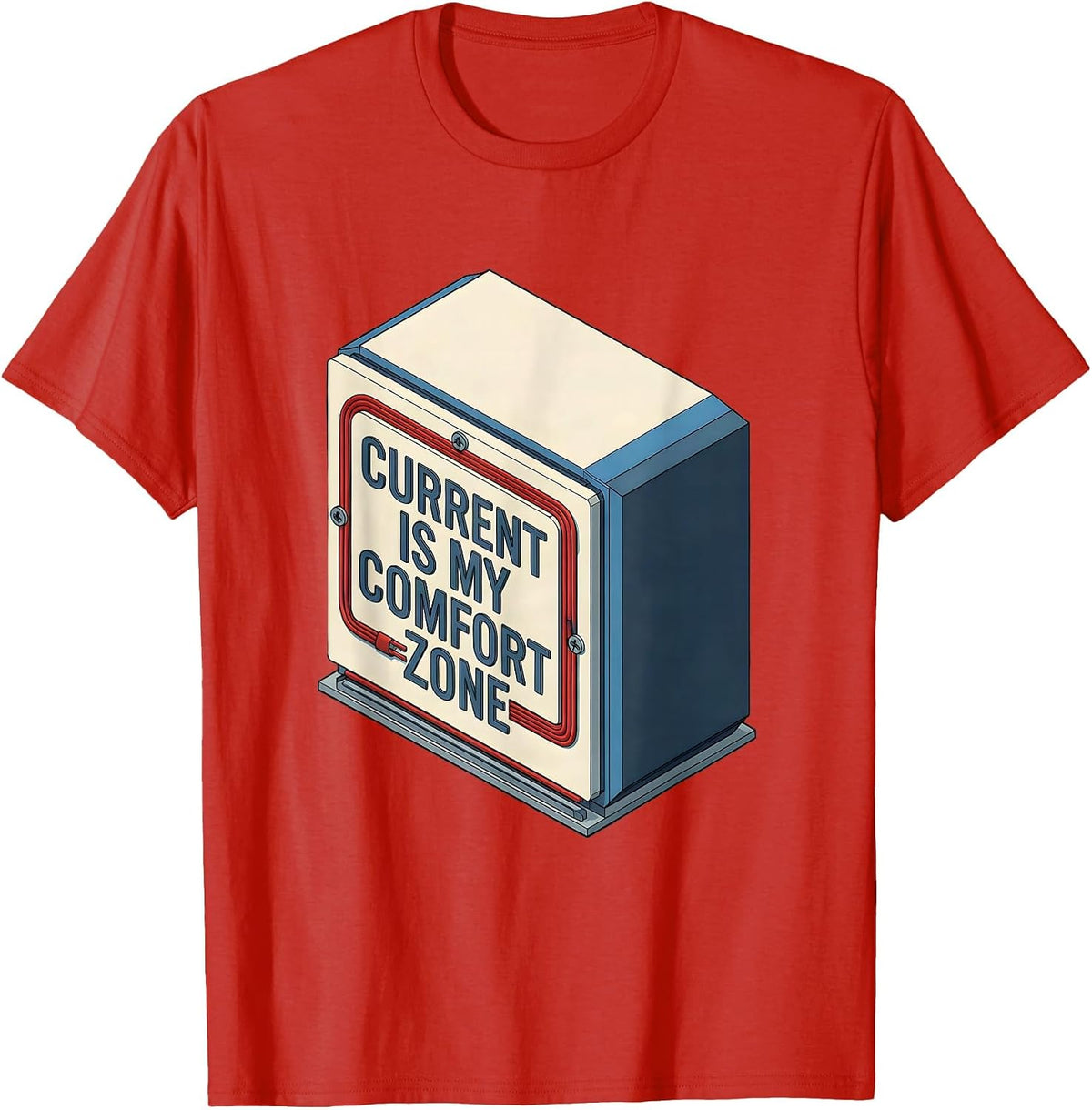 Men's Current Is My Comfort Zone Funny Electrician Skeleton Humor T-Shirt - Red
