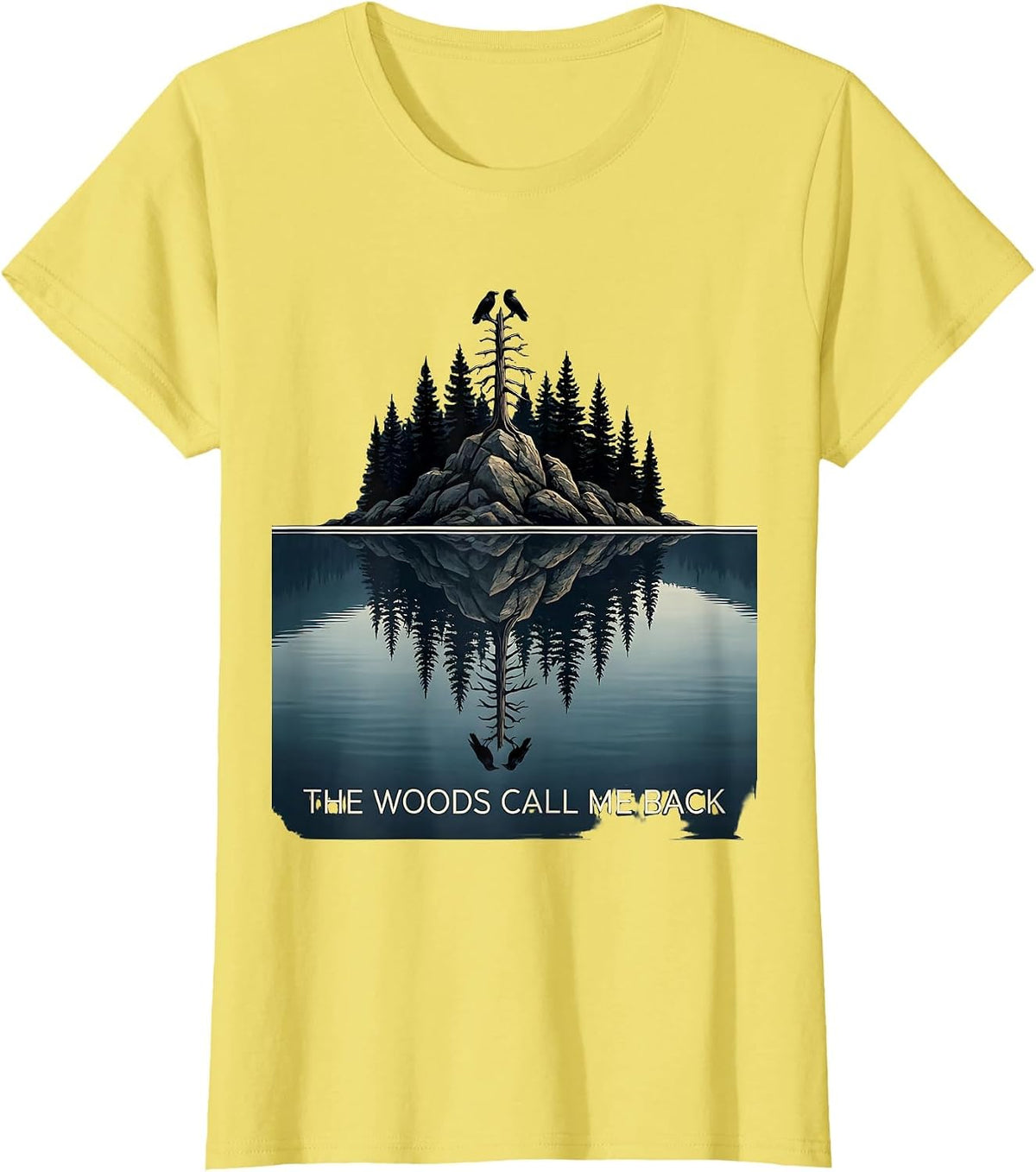 The Woods Call Me Back Nature Reflection Forest Wildlife T-Shirt - Lemon Yellow