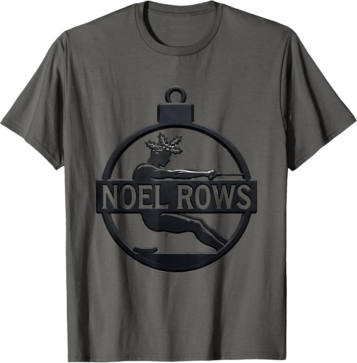 Men's Noel Rows Funny Christmas Gym Bodybuilder Weightlifting T-Shirt - Asphalt Grey