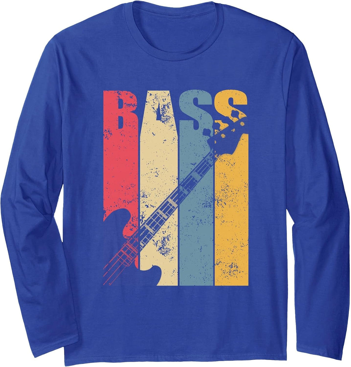 Vintage Bass Guitar Long Sleeve T-Shirt Long Sleeve T-Shirt - Adult Unisex Royal Blue