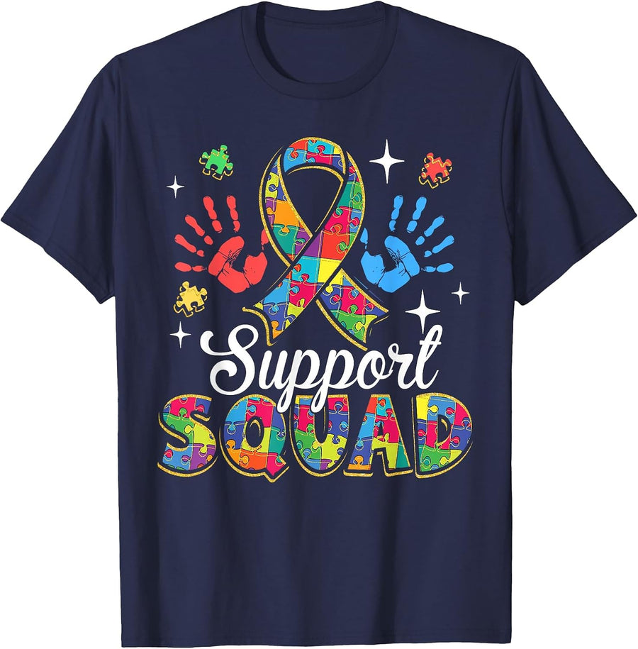 Autism Awareness Autism Support Squad Family T-Shirt - Navy Blue