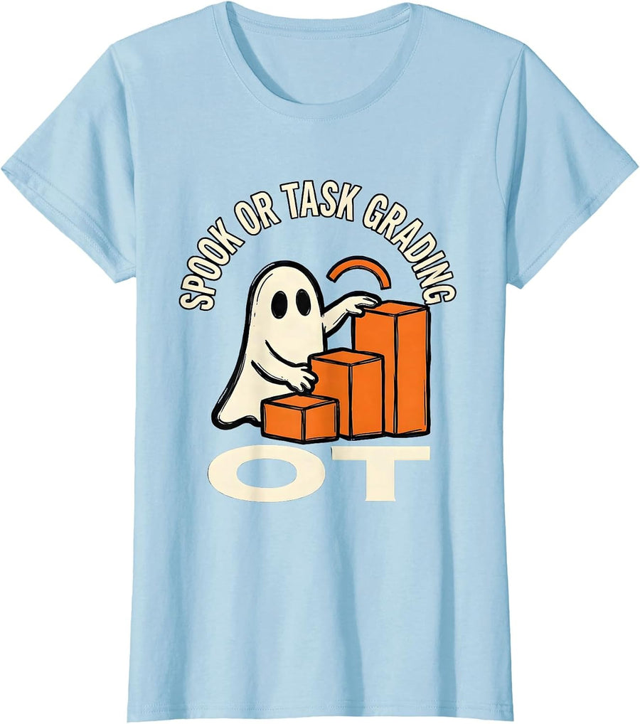 Women's Spook Or Task Grading OT Funny Occupational Therapist T-Shirt - Baby Blue