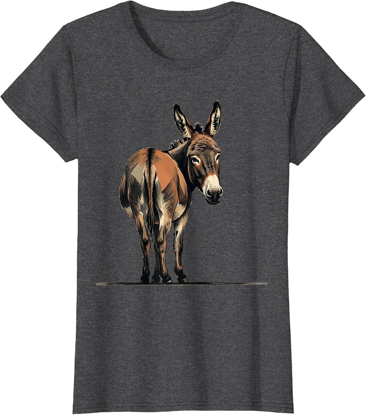 Women's Donkey Farm Animal Quirky Humor Funny Animal Lover T-Shirt - Dark Heather Grey