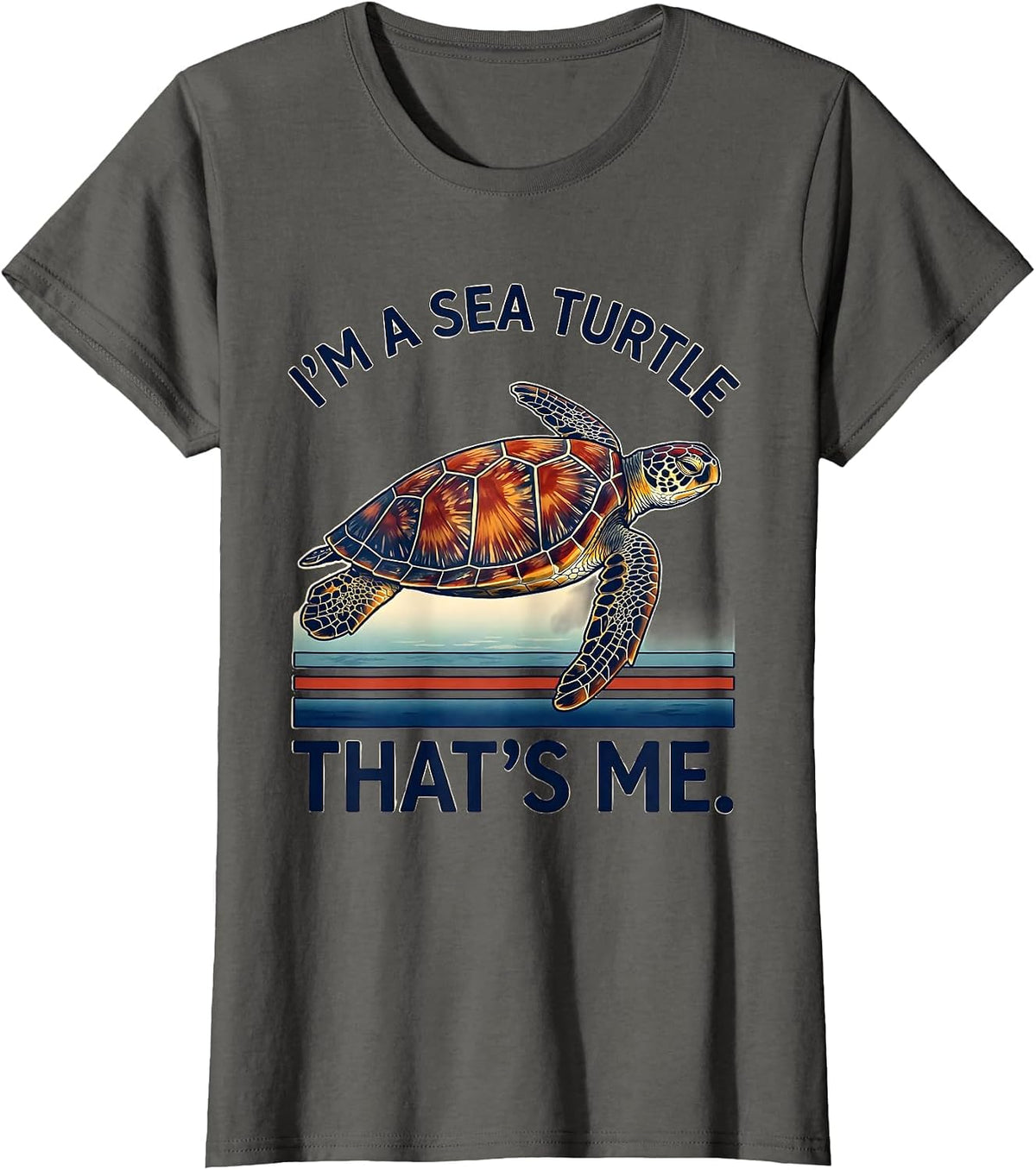 Women's I'm A Sea Turtle That's Me Ukiyo-e Ocean Animal Lover T-Shirt - Asphalt Grey