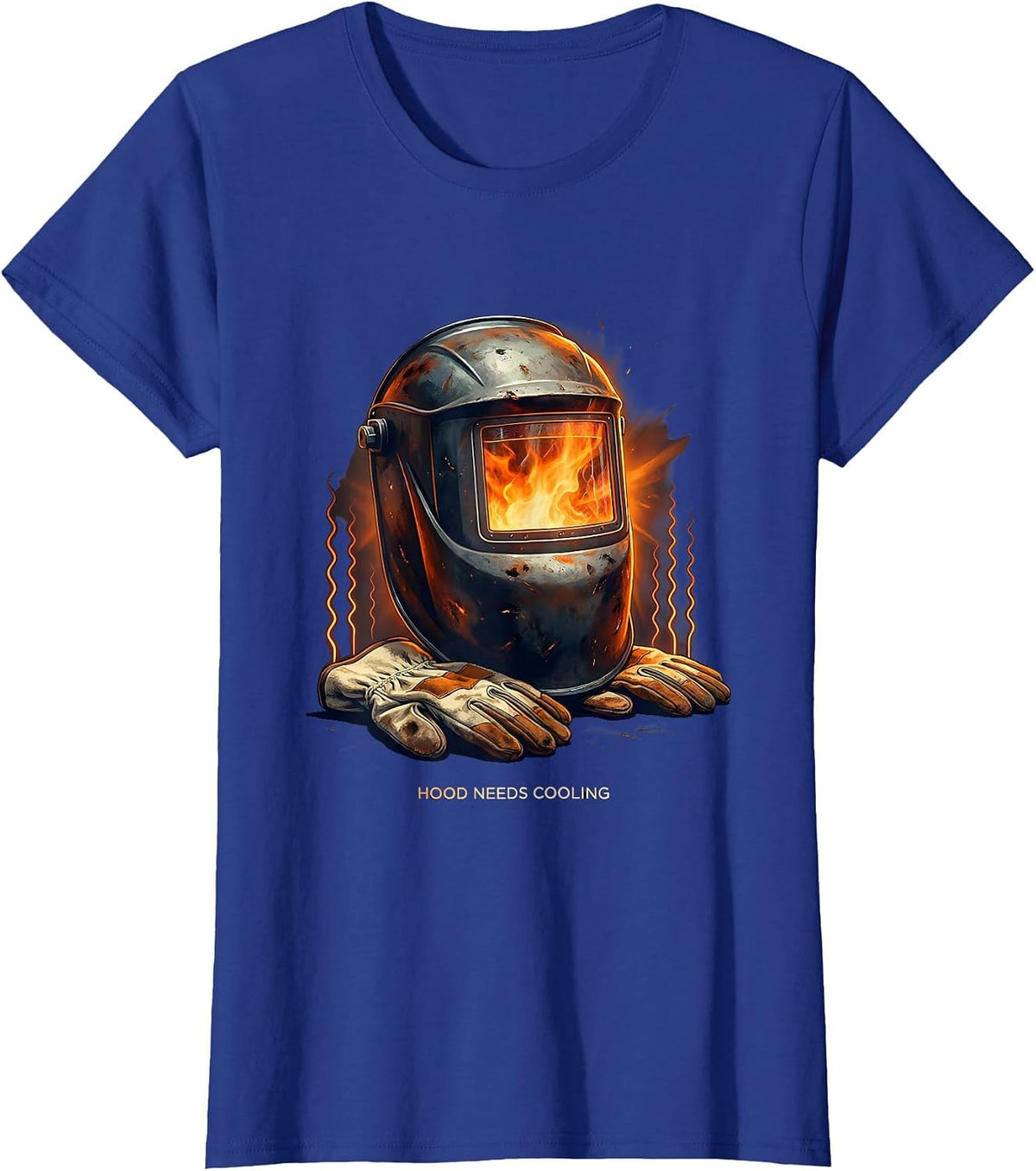 Women's Hood Needs Cooling Funny Welder Skeleton Humor T-Shirt - Royal Blue