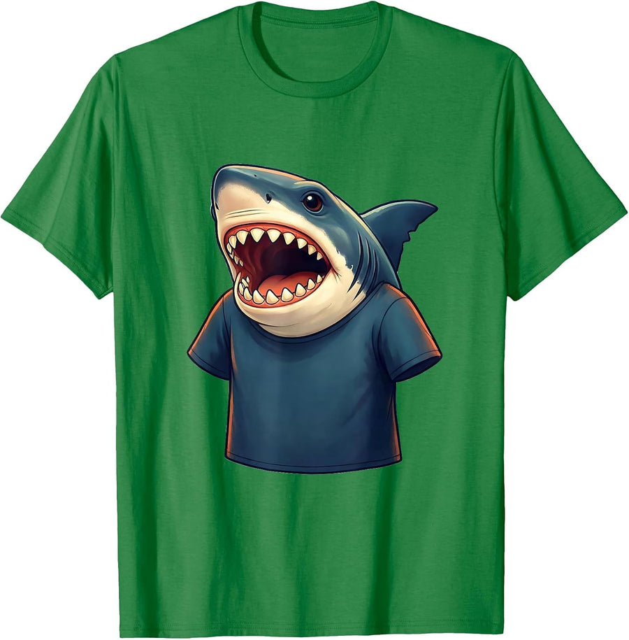 Men's Storybook Shark Jaw Playful Ocean Animal Halloween Costume T-Shirt - Kelly Green