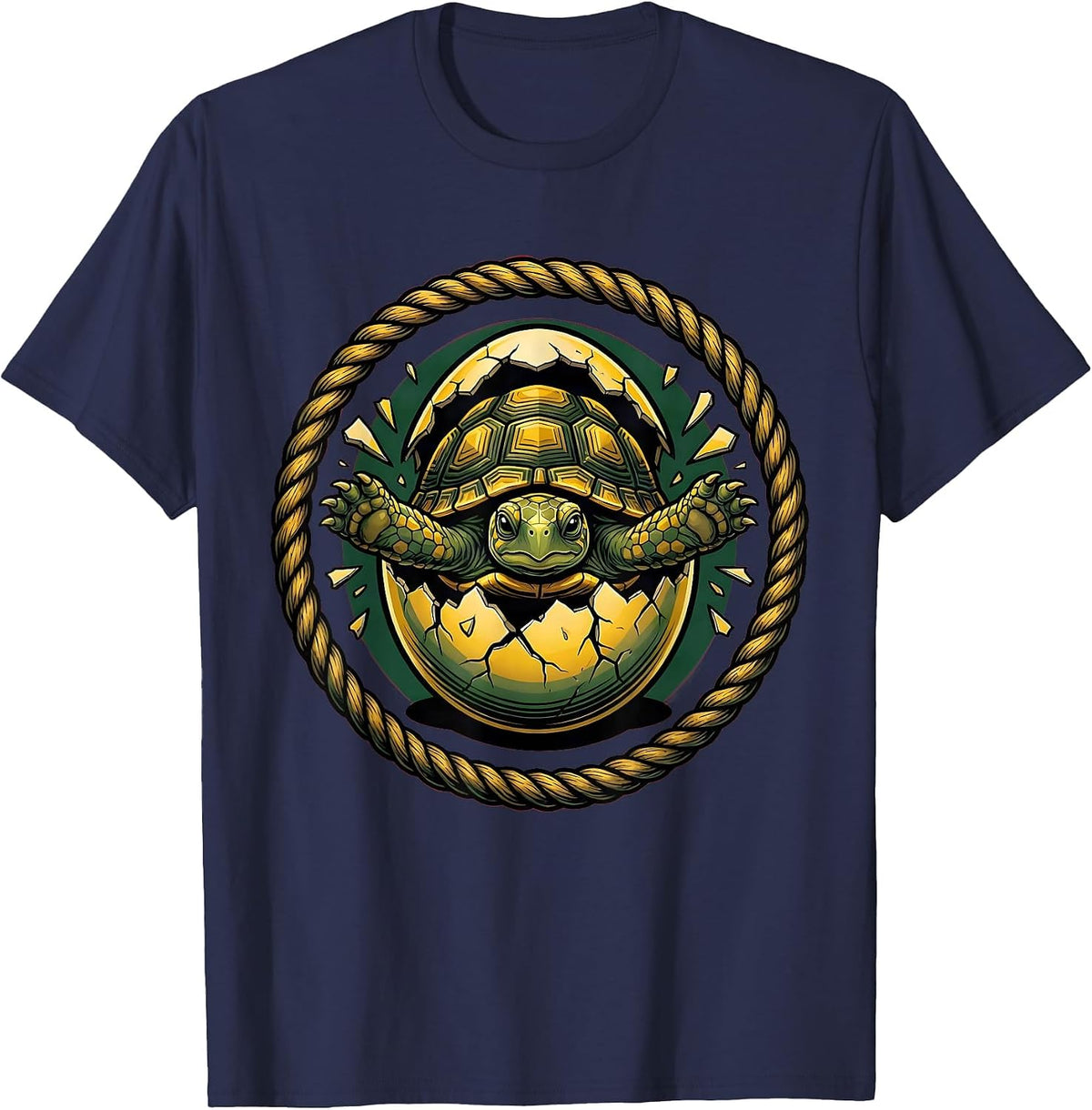 Men's Tiny Turtle Hatching From Egg Cute Wildlife Art T-Shirt - Navy Blue