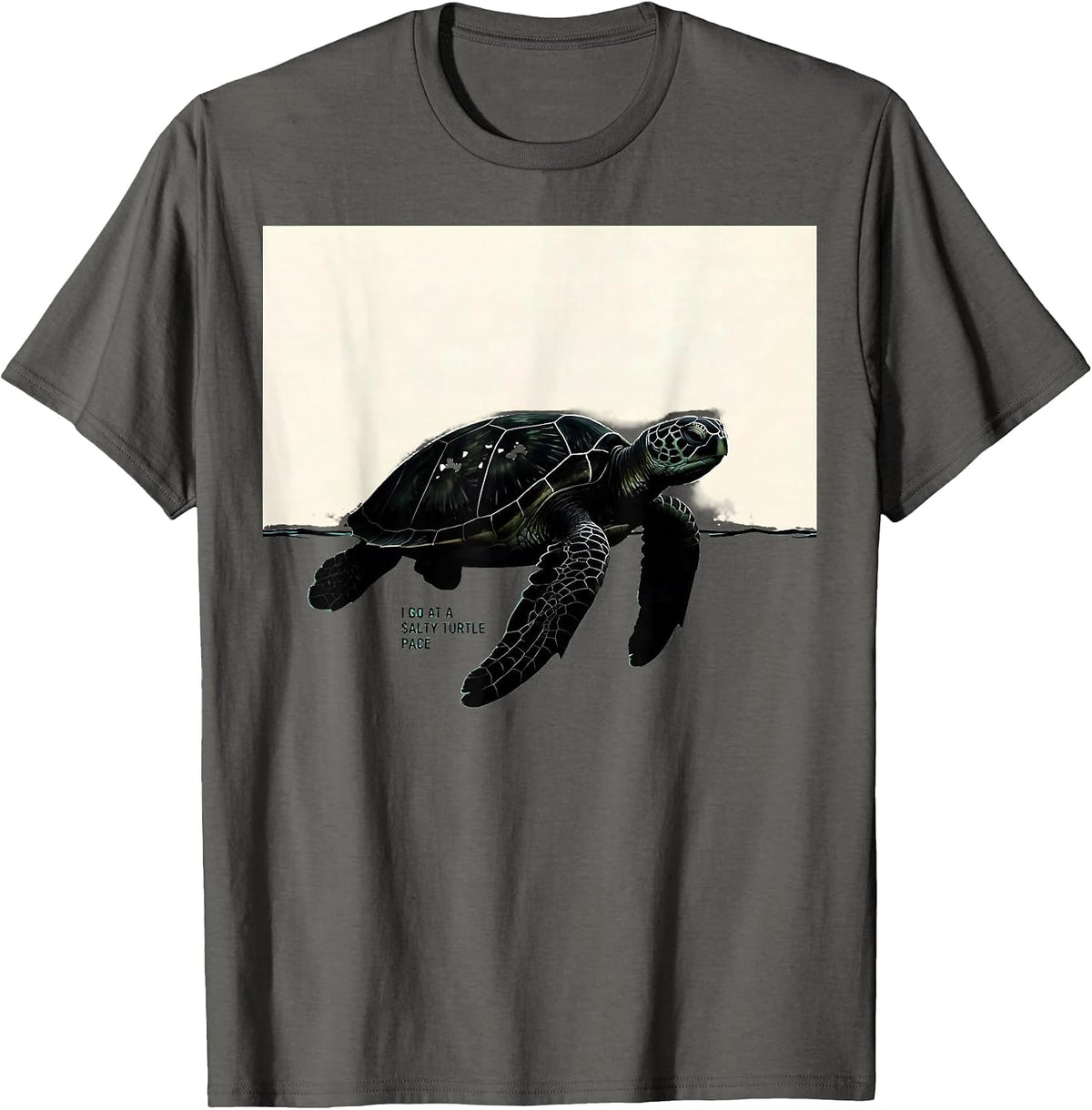 Men's I Go At A Salty Turtle Pace Funny Sea Turtle Lover Beach T-Shirt - Asphalt Grey