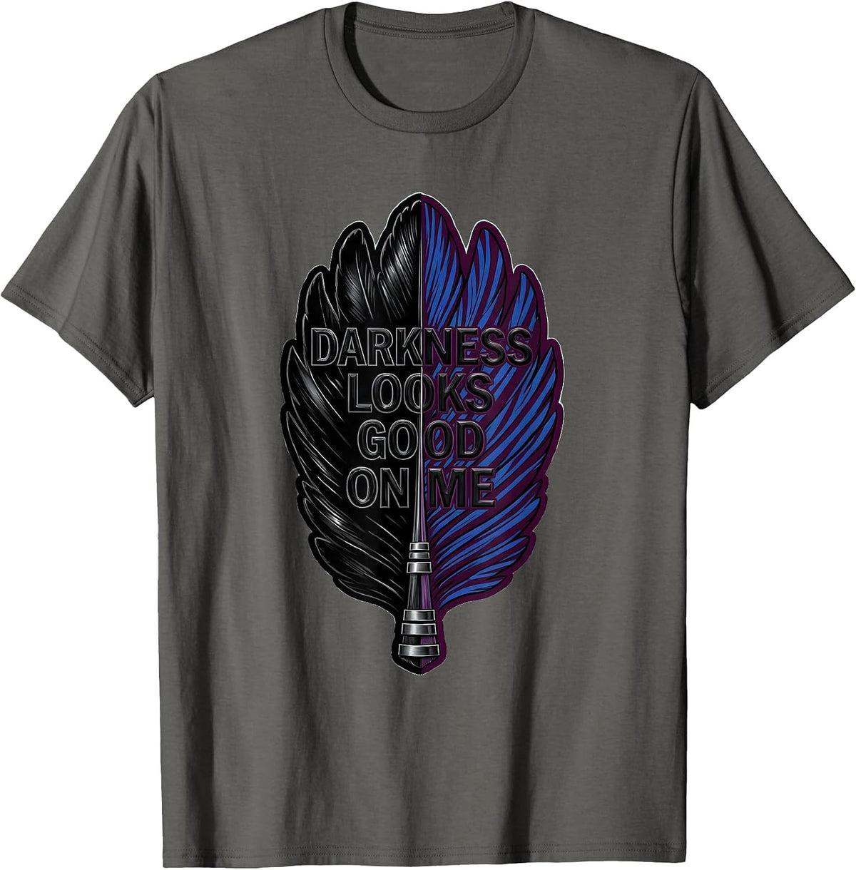 Darkness Looks Good On Me Raven Design T-Shirt - Asphalt Grey
