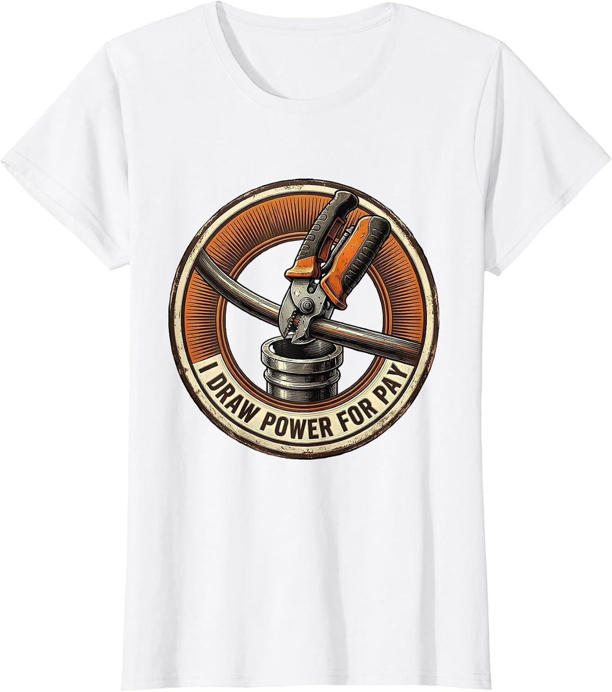 Women's I Draw Power For Pay Funny Electrician Lineman Gift T-Shirt - White