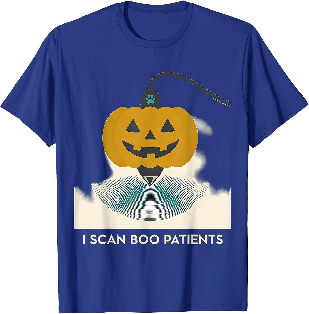 I Scan Boo Patients Midcentury Modern Vet Tech Halloween T-Shirt - Royal Blue