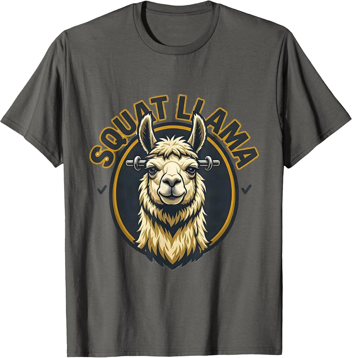 Squat Llama Funny Llama Lover Novelty Humor T-Shirt - Asphalt Grey