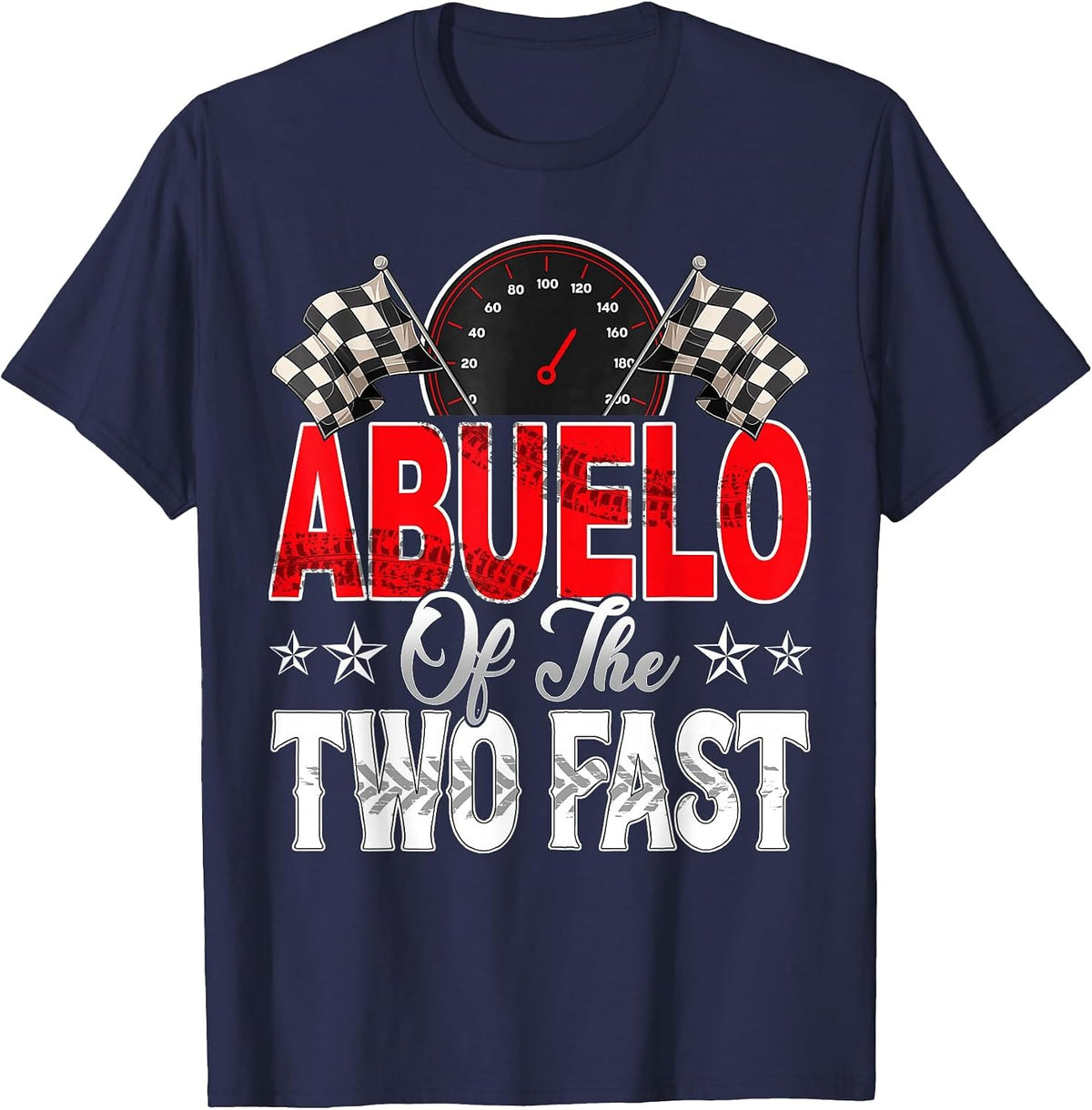 Abuelo of The Two Fast Second Birthday Racing Car Family T-Shirt - Navy Blue