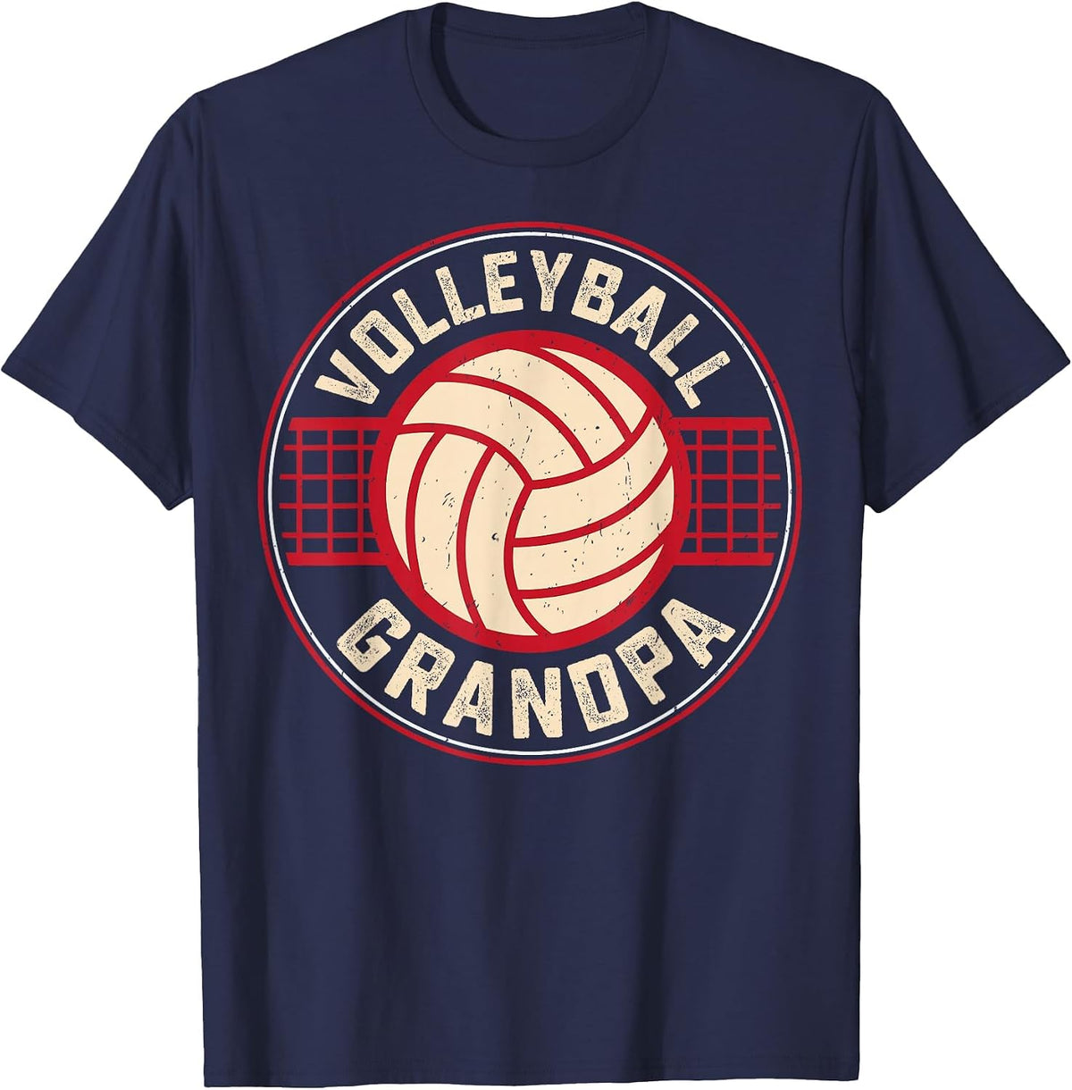 Volleyball Grandpa Fathers Day Volleyball Lover Grandfather T-Shirt - Navy Blue