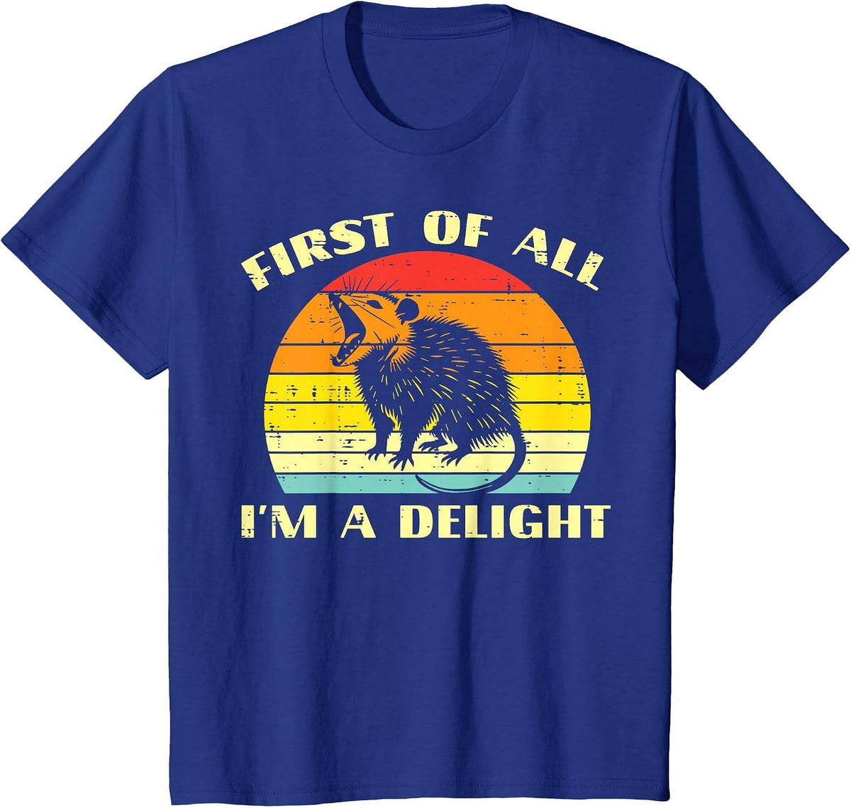 Opossum Im A Delight Retro Feral Possum Meme Women Men Kids T-Shirt - Royal Blue