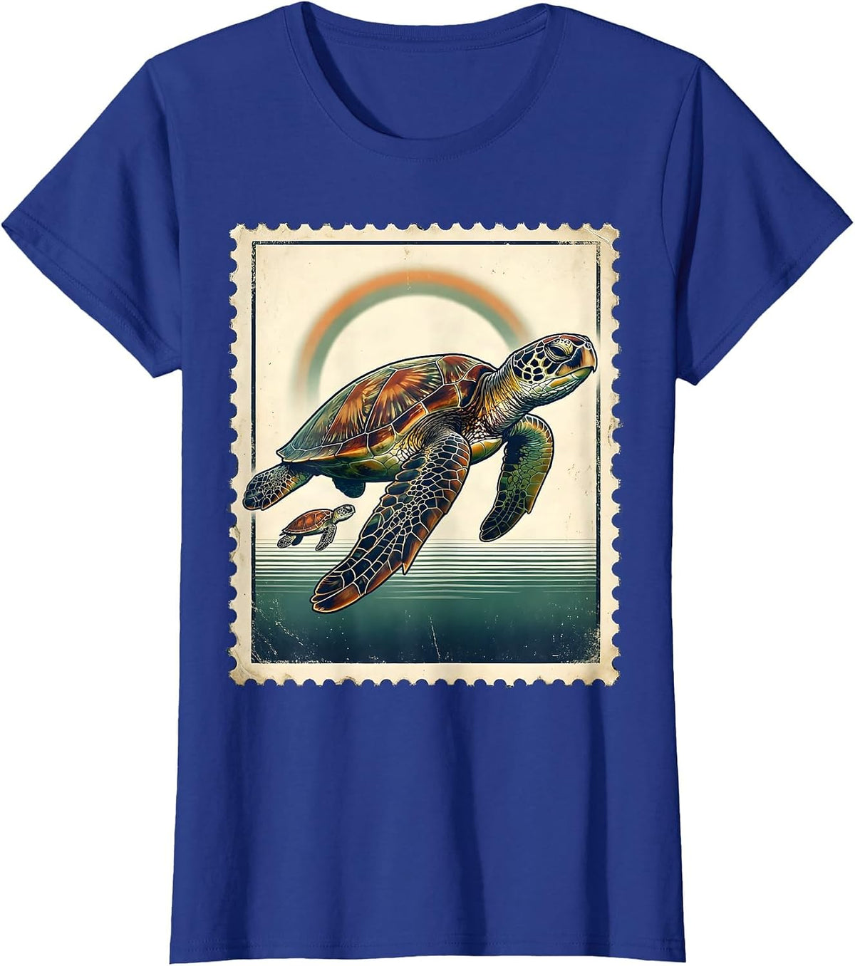 Women's Sea Turtle Vintage Ocean Animal Vacation Souvenir T-Shirt - Royal Blue