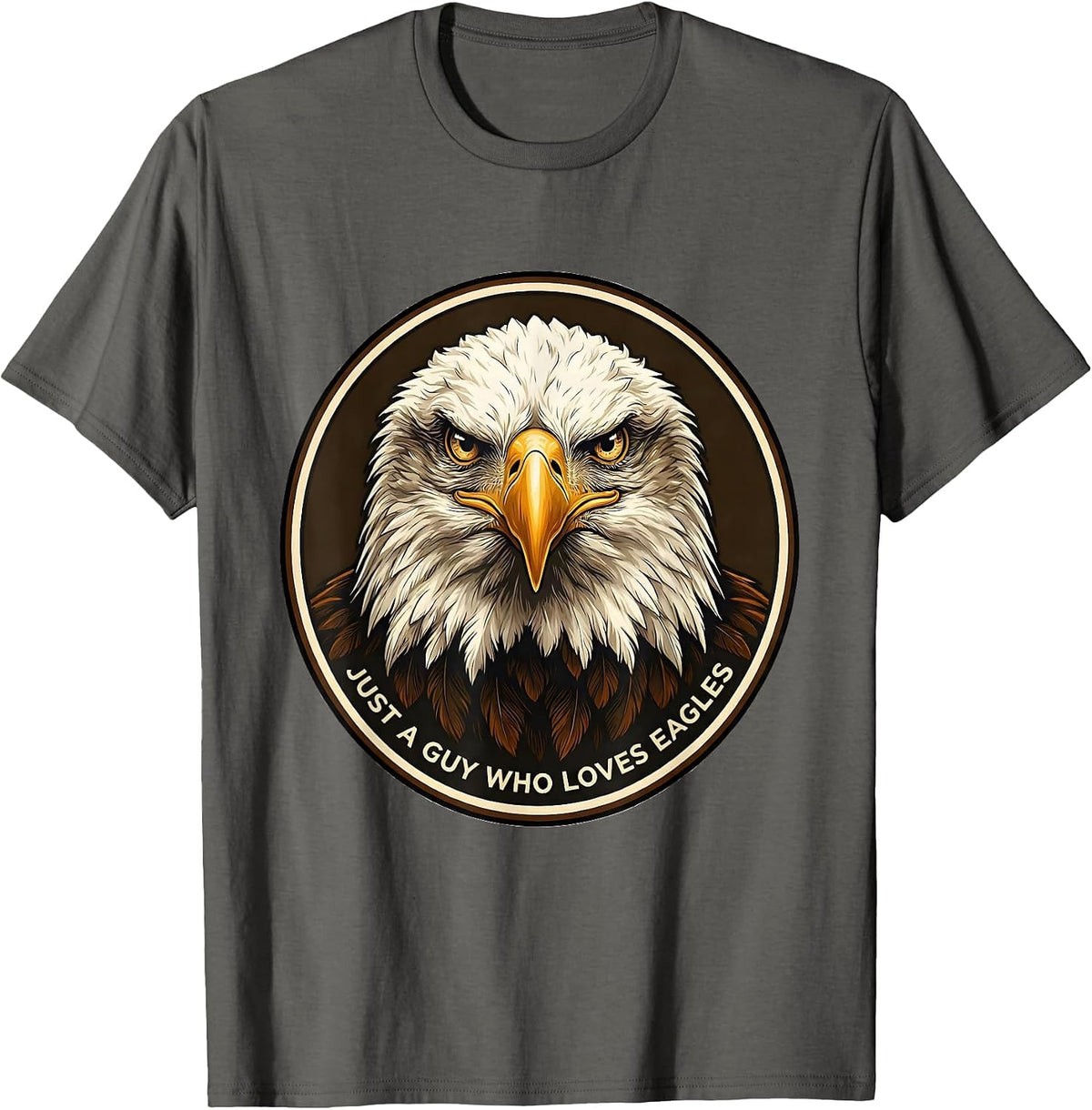 Men's Just A Guy Who Loves Eagles Funny Bald Eagle Fan Faith Gift T-Shirt - Asphalt Grey