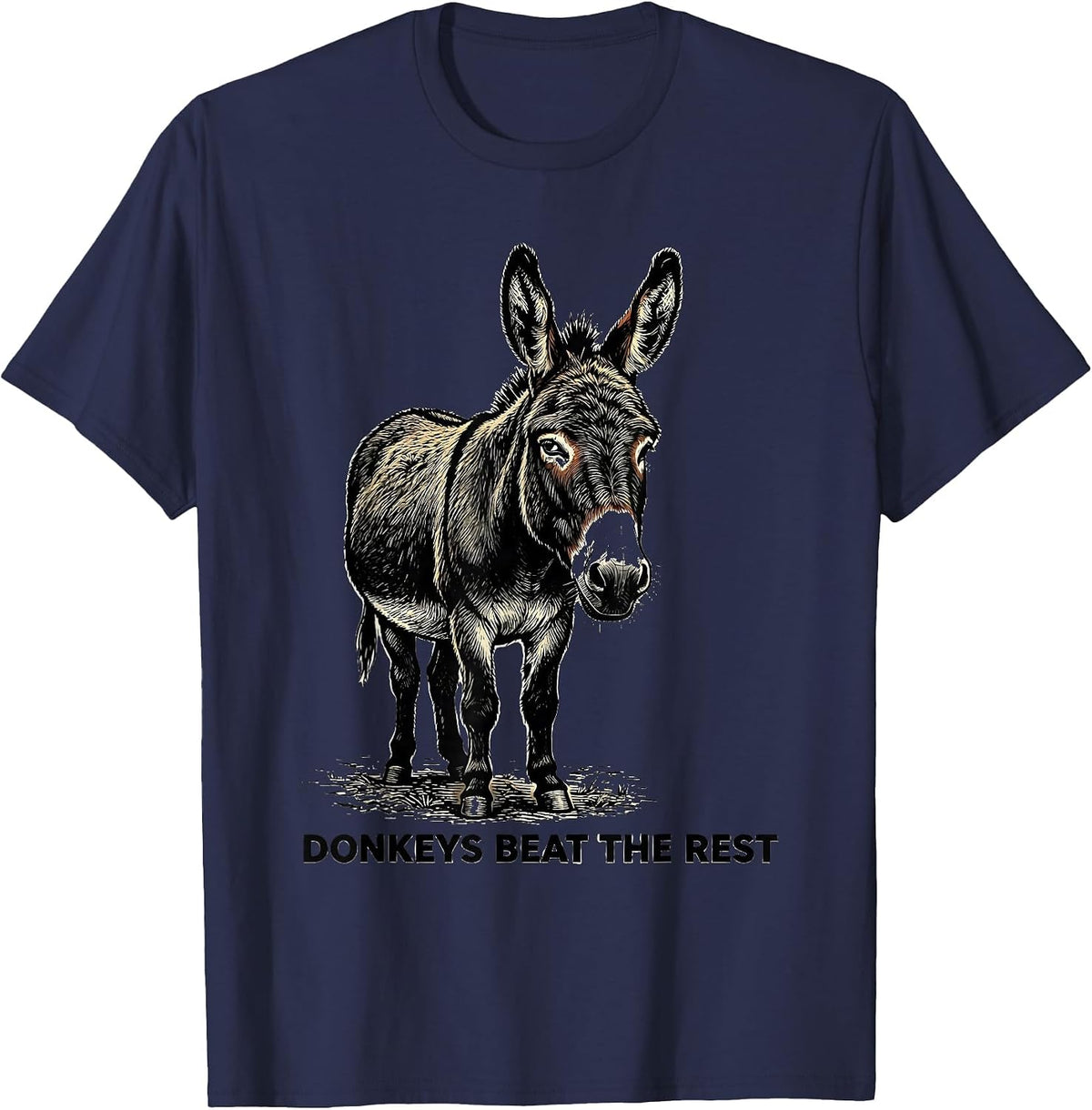 Donkeys Beat The Rest Funny Farm Animal Quirky Humor T-Shirt - Navy Blue