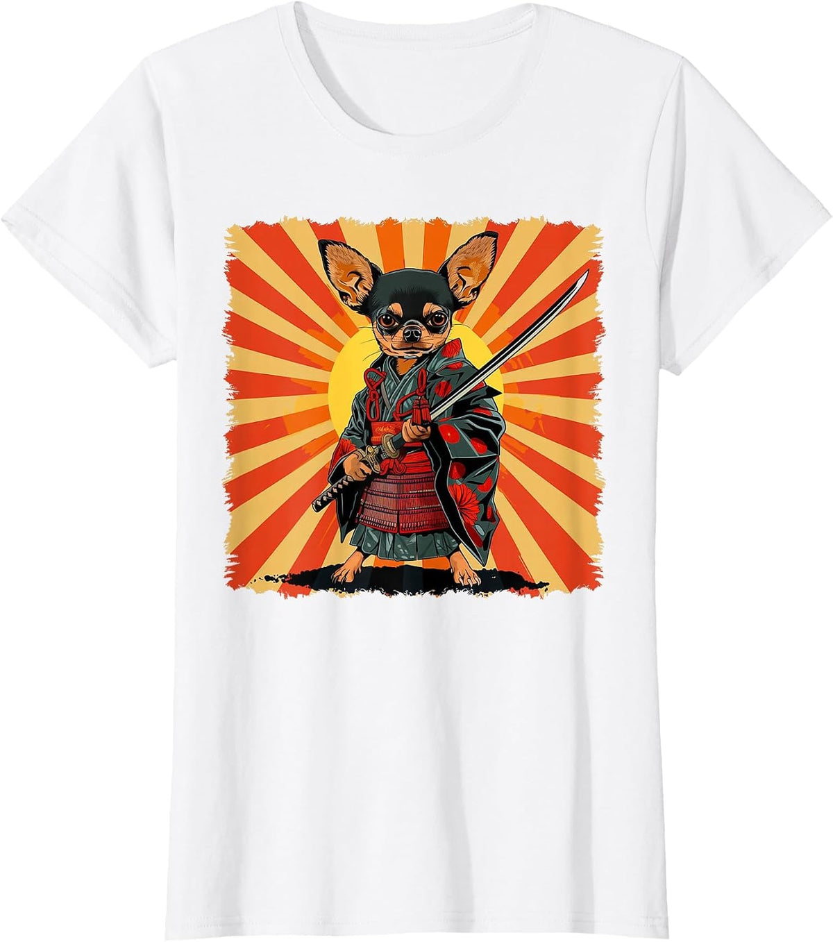 Chihuahua Dog Japanese Art Samurai Ukiyo-e T-Shirt - White