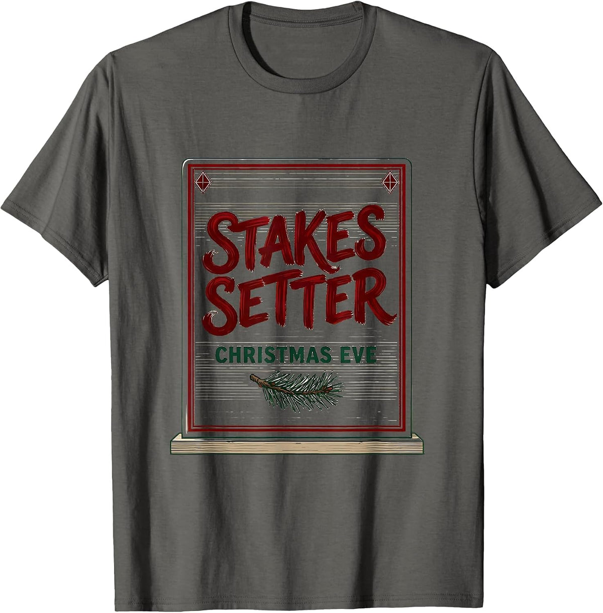 Men's Stakes Setter Christmas Eve Funny Poker Player Casino Humor T-Shirt - Asphalt Grey