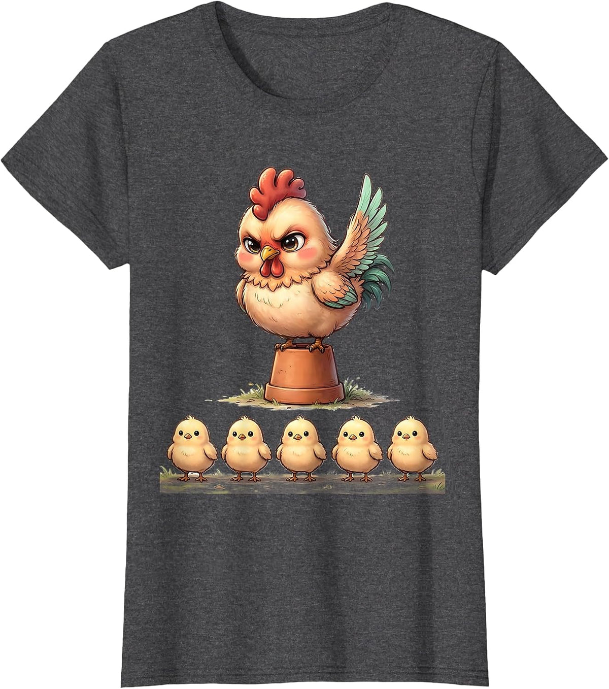 Women's Cute Kawaii Hen Funny Chicken Lover Gift T-Shirt - Dark Heather Grey