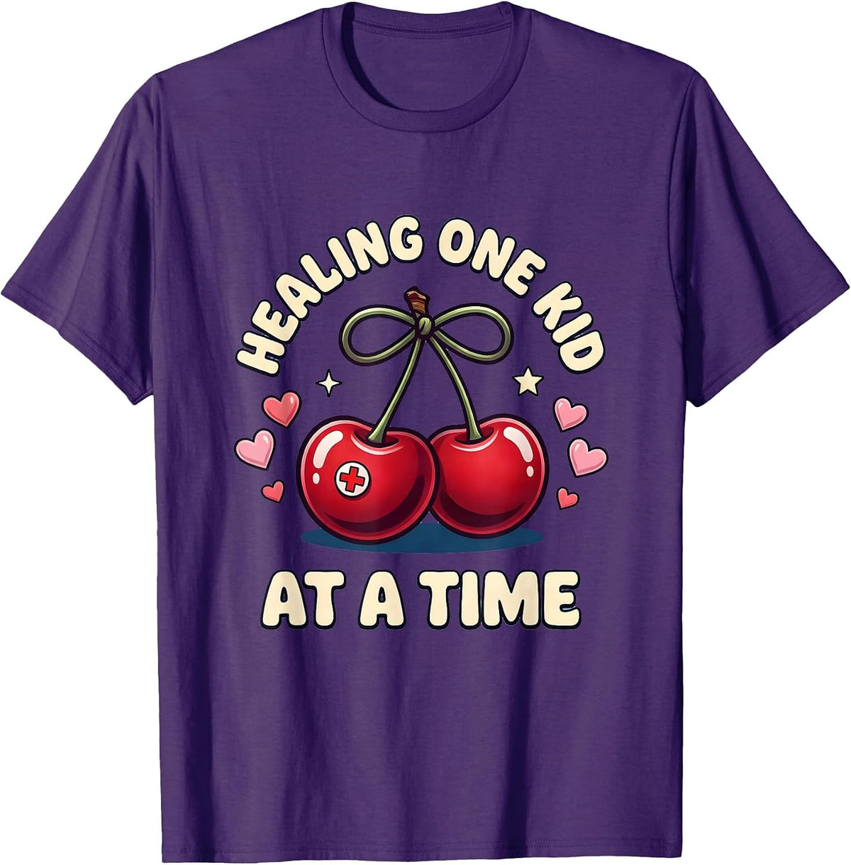 Men's School Nurse Healing One Kid at a Time Design T-Shirt - Purple