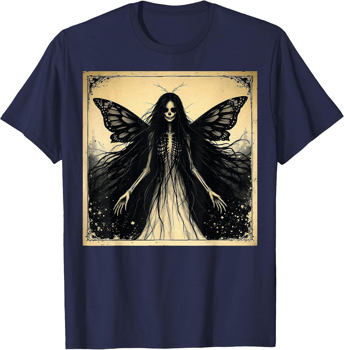 Ethereal Fairy Gothic Dark Art Aesthetic Grunge Horror T-Shirt - Navy Blue