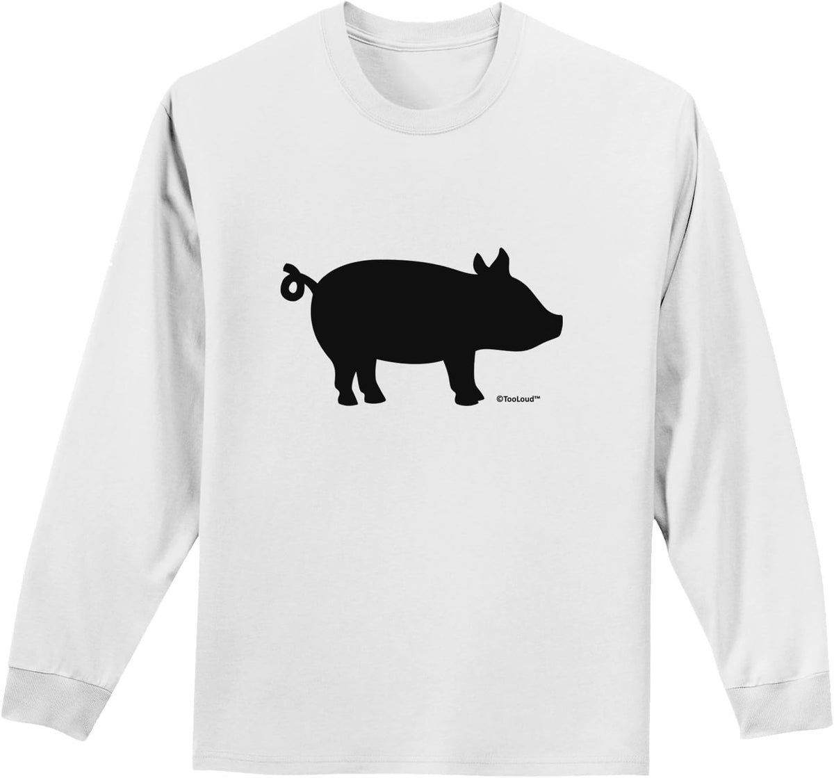 TOOLOUD Pig Silhouette Design Adult Long Sleeve Shirt - White