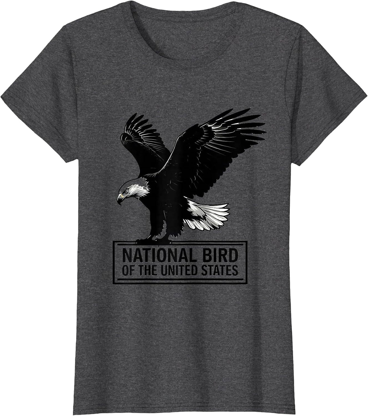 Women's National Bird Of The United States Bald Eagle Silhouette T-Shirt - Dark Heather Grey