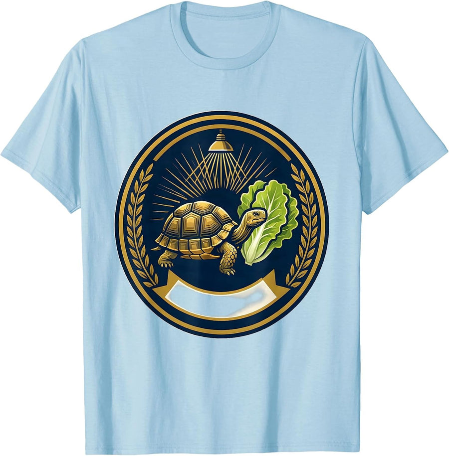 Men's Tortoise Seal Pet Lover Humor Emblem T-Shirt - Baby Blue