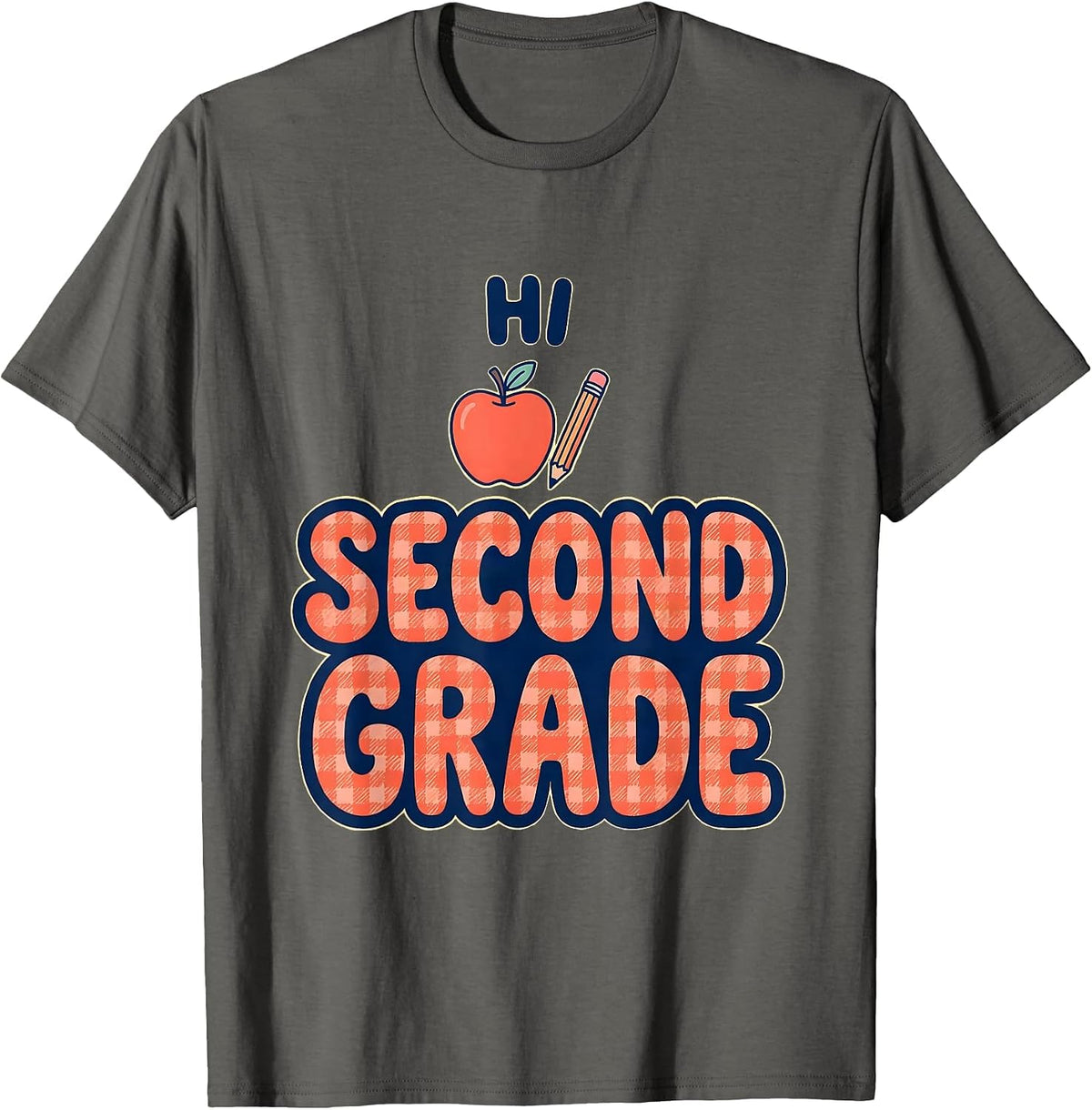 Men's Hi Second Grade Cheerful Back To School Kids First Day T-Shirt - Asphalt Grey