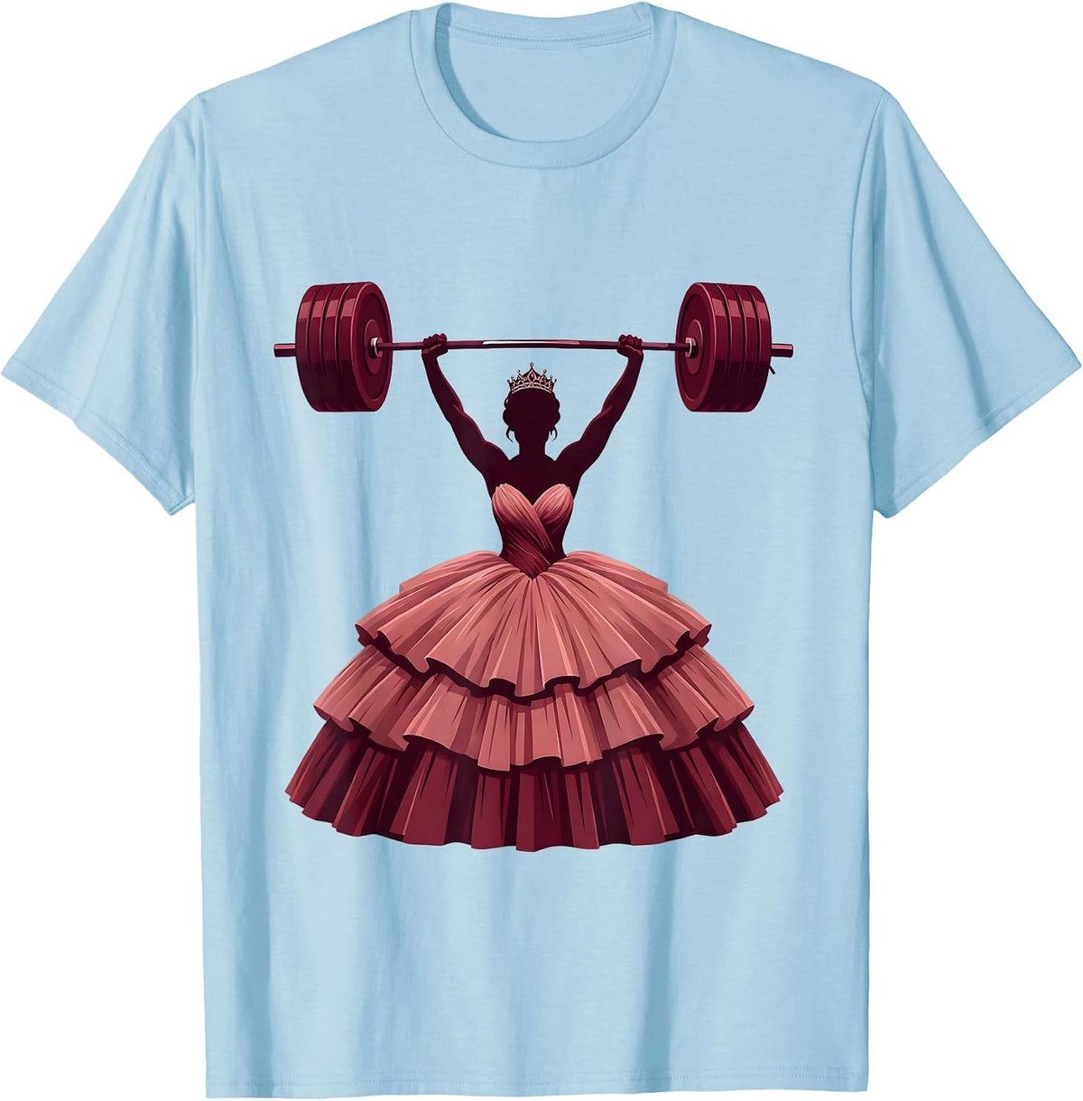 Weight Lifting Ball Gown Funny Workout Art T-Shirt - Baby Blue