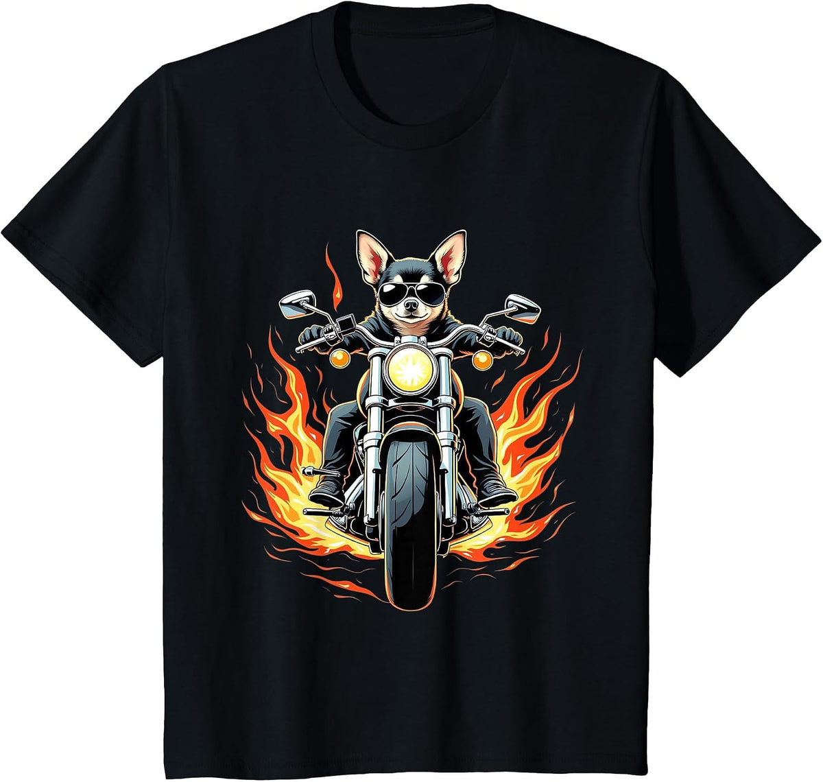 Funny Chihuahua Dog Riding a Motorcycle Chihuahua Lovers T-Shirt - Black