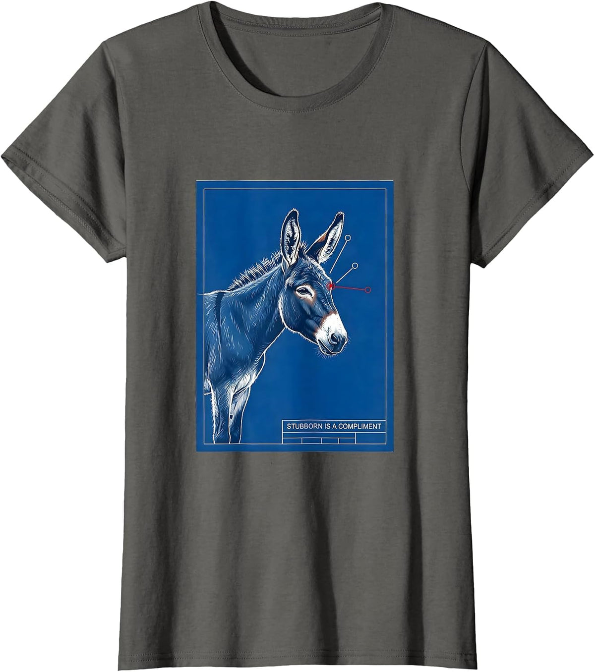Women's Stubborn Is A Compliment Funny Donkey Farm Animal Humor T-Shirt - Asphalt Grey