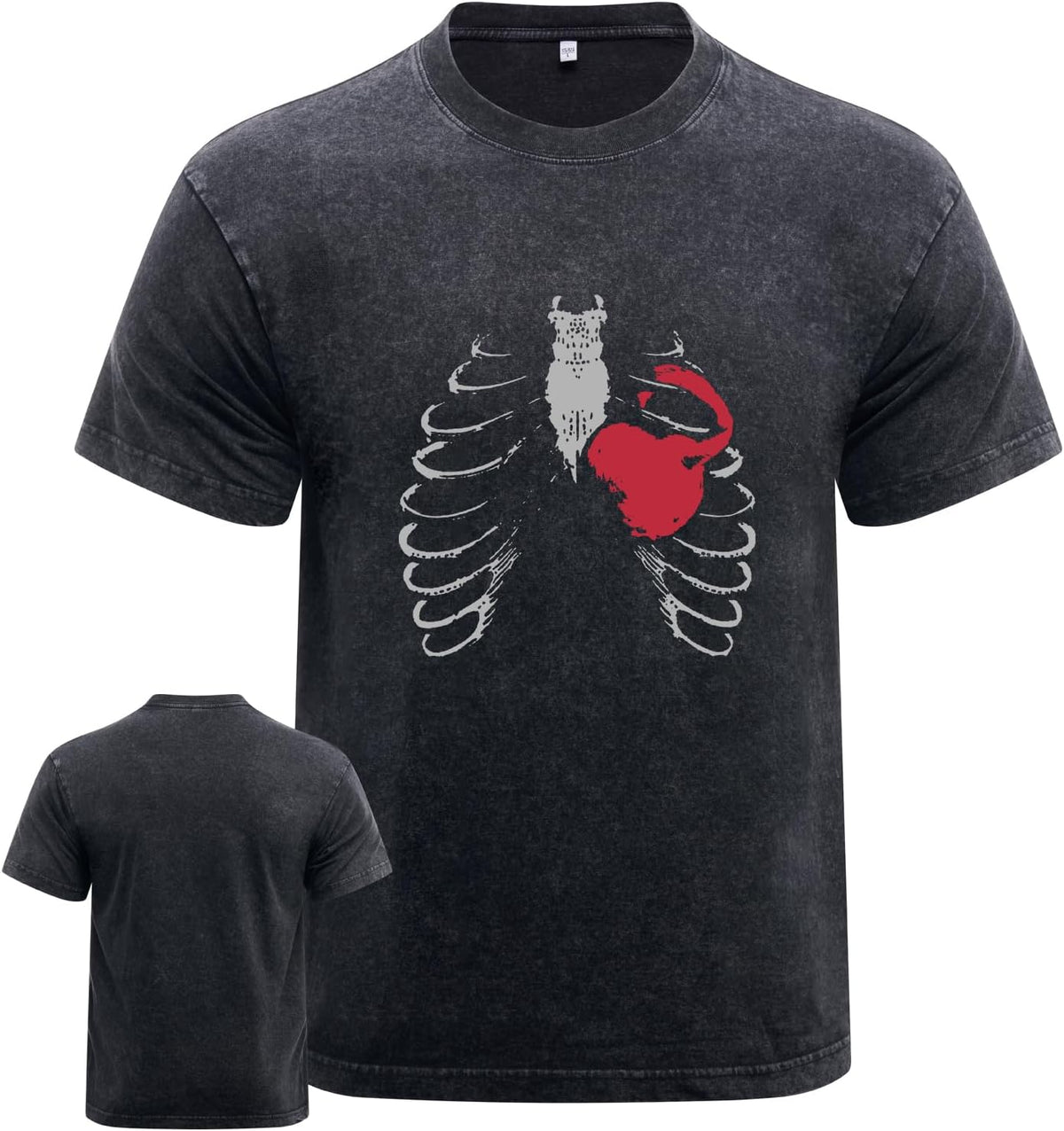 Heartbeat Men's Washed Gym Shirt - Soft Vintage Workout T-Shirt, Breathable Cotton Athletic Tee for Training & Fitness -