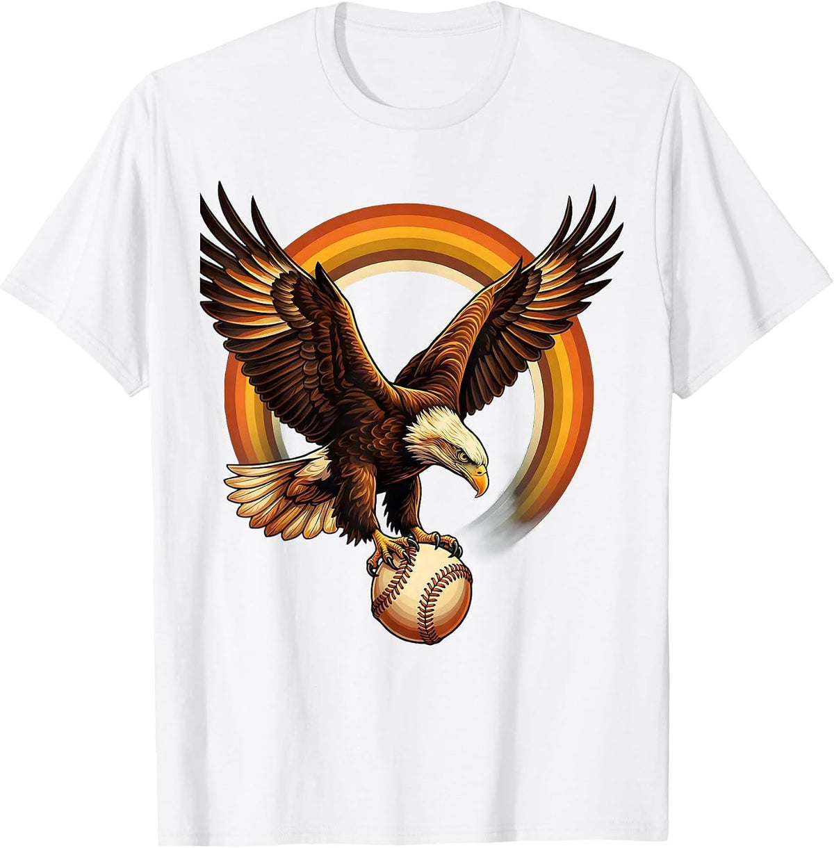 Men's Eagle Catching Baseball Sharp Talons Graphic T-Shirt - White