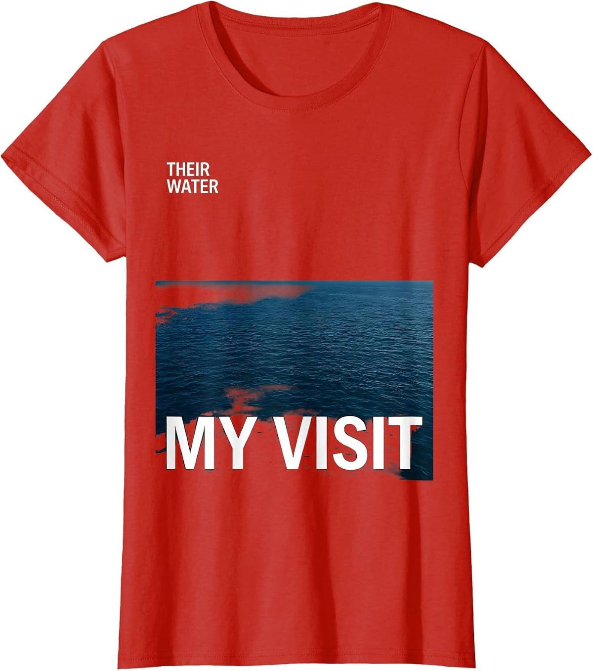 Their Water, My Visit Minimalist Sea Turtle Beach Vacation T-Shirt - Red