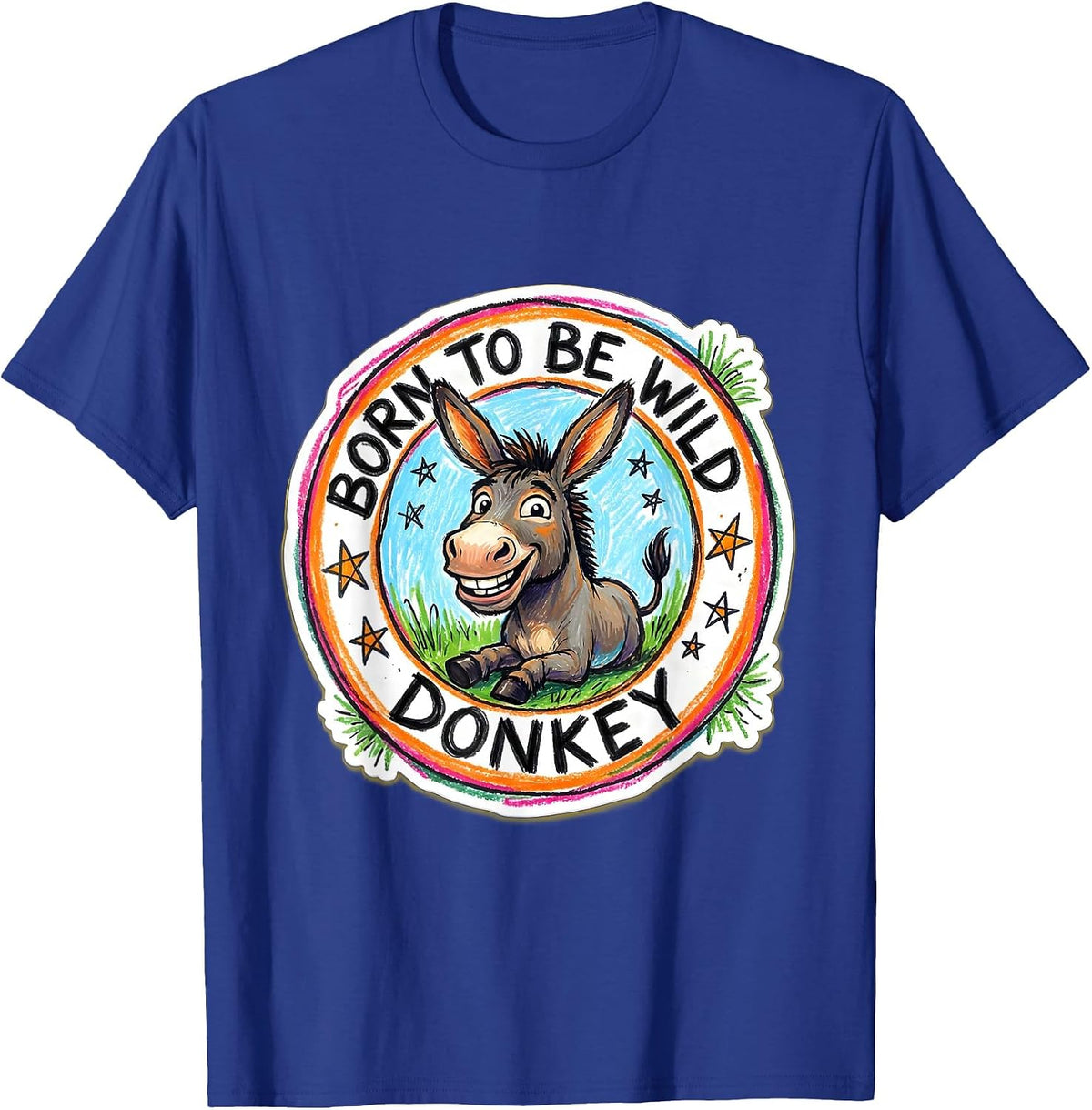Men's Born to Be Wild Donkey Funny Animal Design T-Shirt - Royal Blue