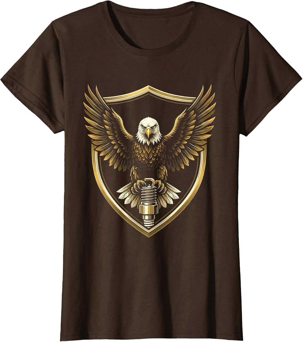 Women's Valley Forge Automotive Bald Eagle Spark Plug T-Shirt - Brown