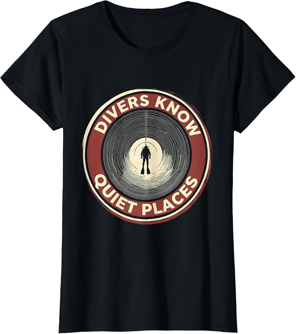 Divers Know Quiet Places Funny Scuba Diving Humor T-Shirt - Black
