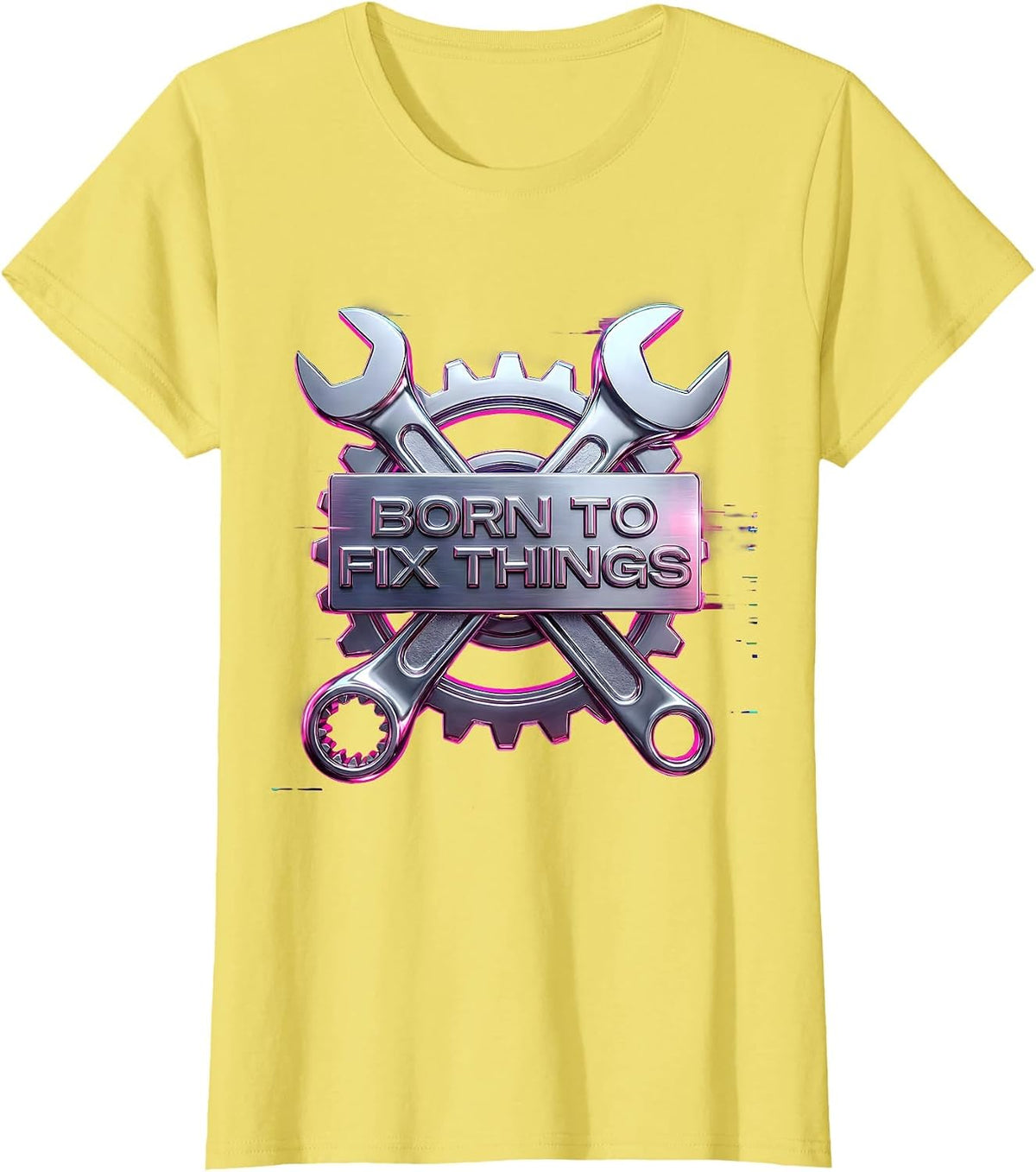 Women's Born to Fix Things Handyman Pride Design T-Shirt - Lemon Yellow