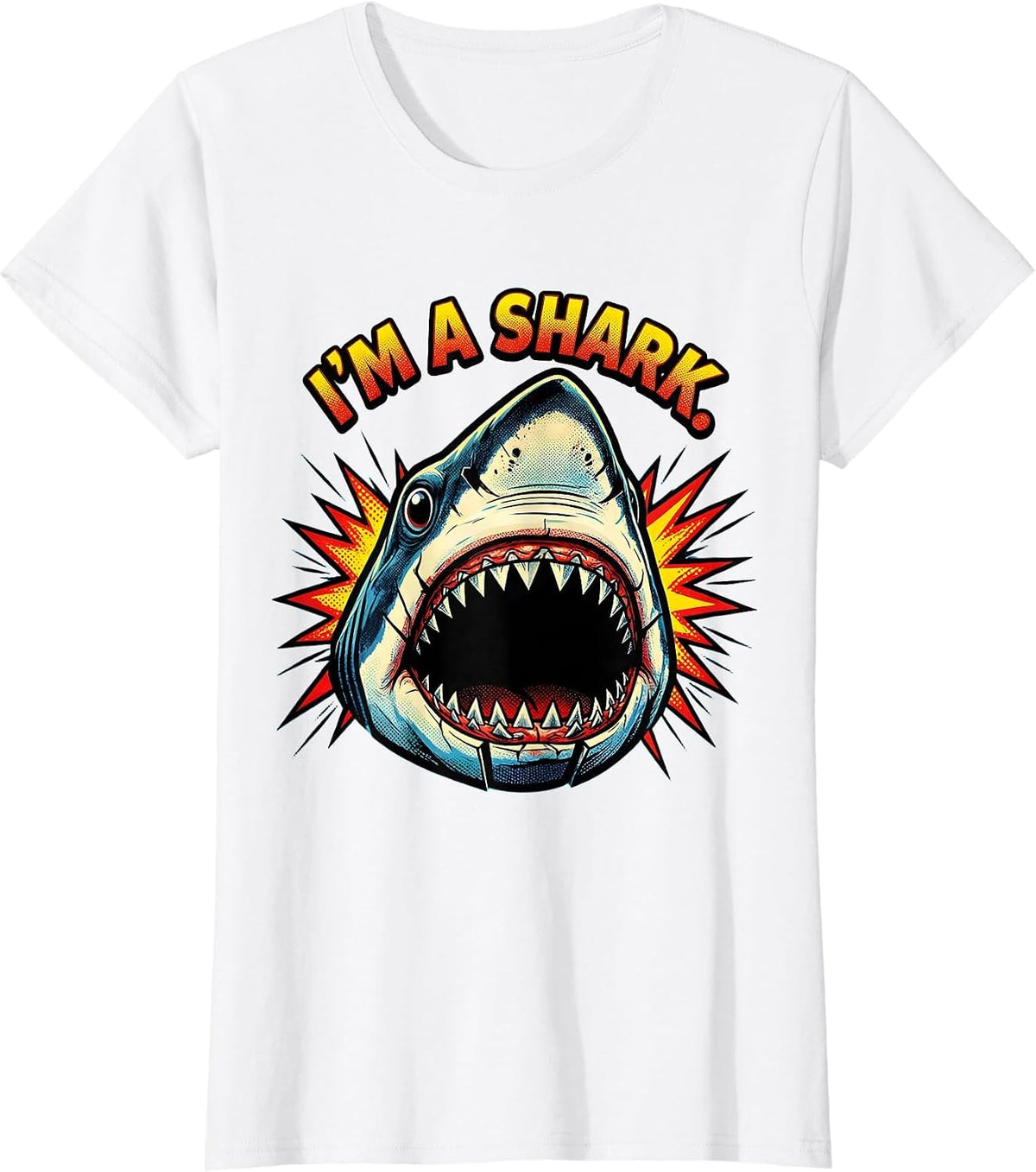 I'm A Shark Pop Art Funny Shark Lover Halloween Costume T-Shirt - White