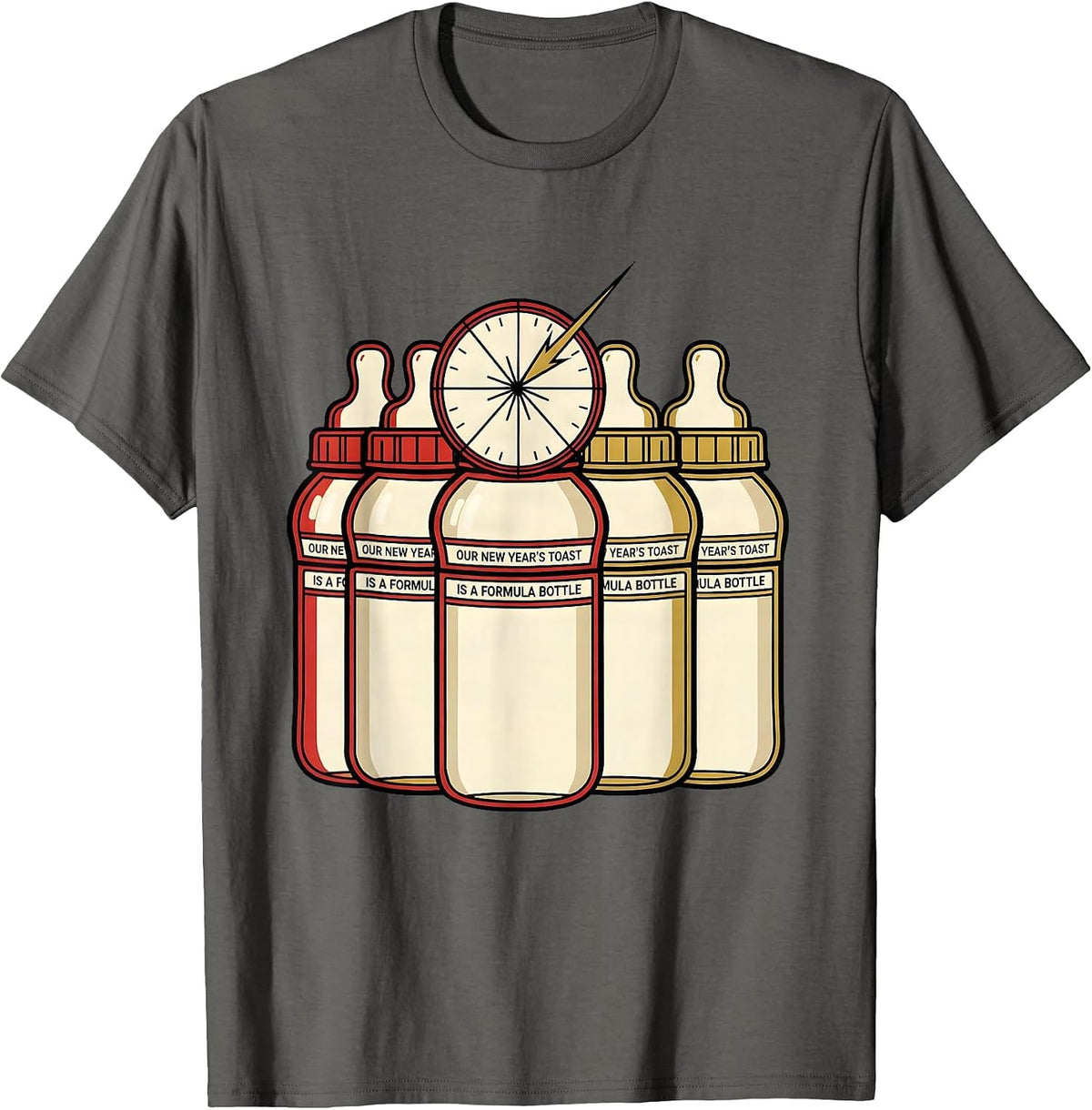 Men's Our New Year's Toast Is A Formula Bottle Nurse Crew T-Shirt - Asphalt Grey