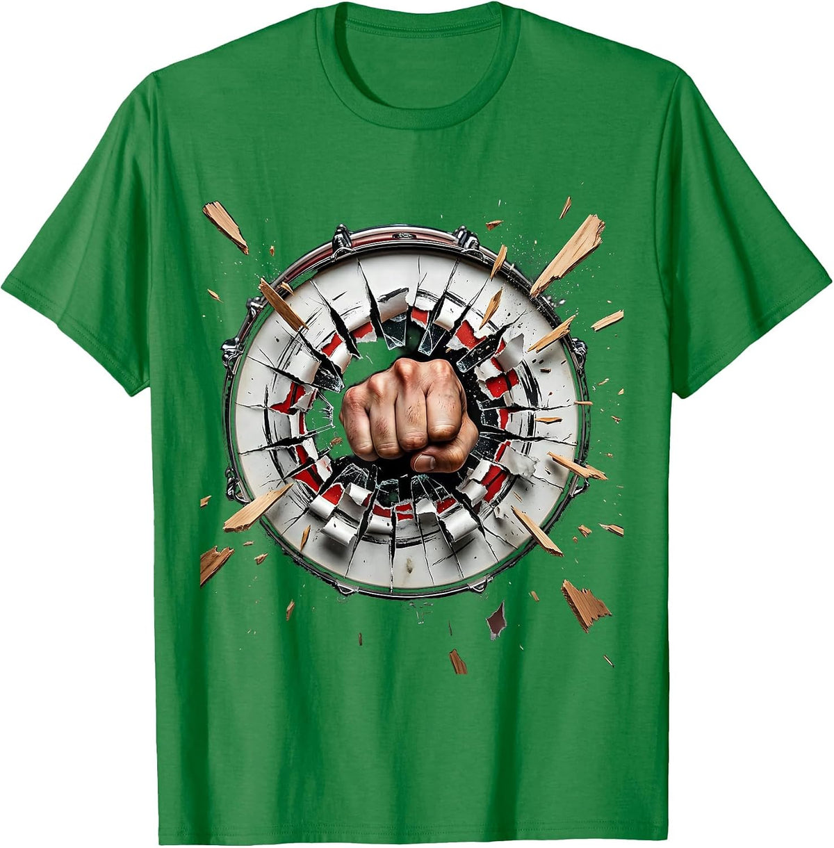 Men's Rock Fist Bass Drum Burst Graphic Tee T-Shirt - Kelly Green